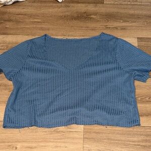 Women's Blue Textured Crop Top